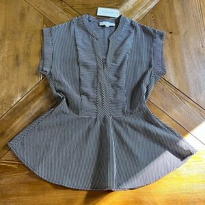 Monteau Black and White Striped Blouse